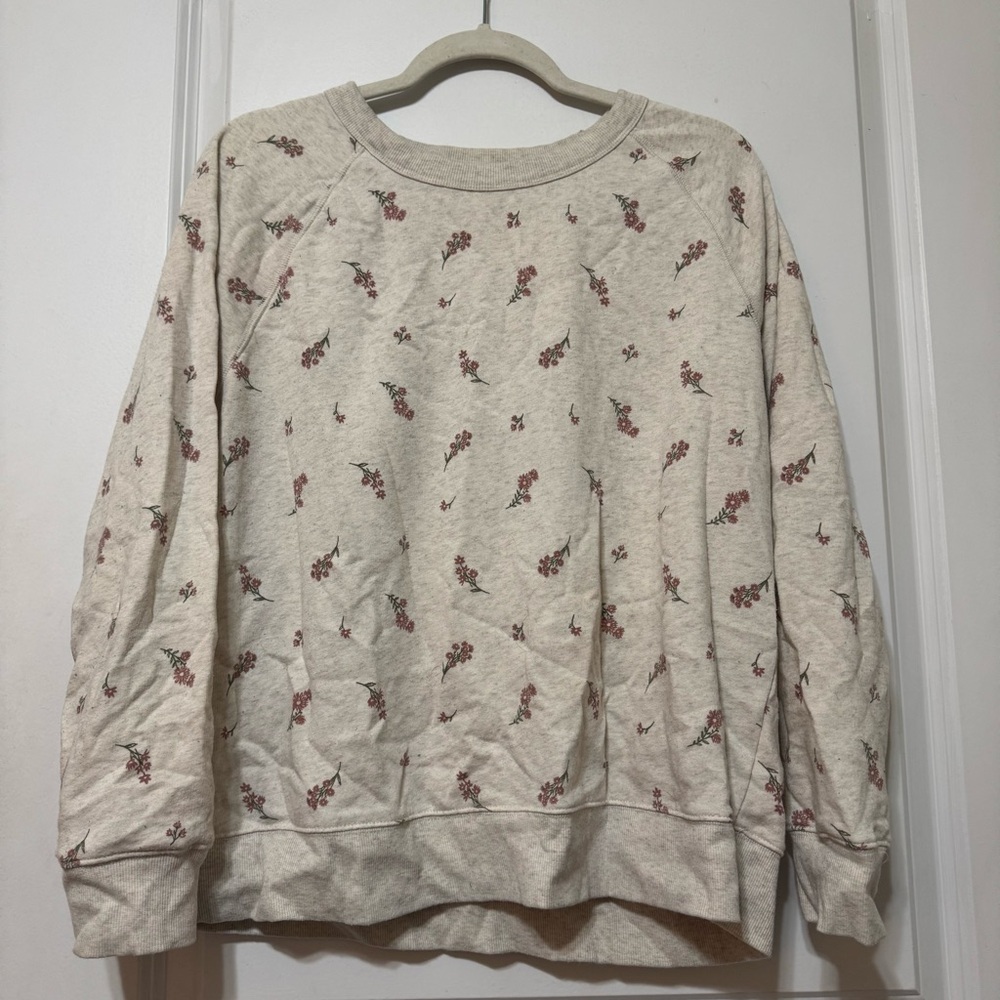 Old Navy White Floral Print Comfy Sweatshirt